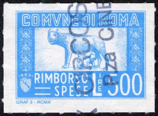 Marca da Bollo del Comune di ROMA su Carta Bianca di dimensioni 31 x 22 mm