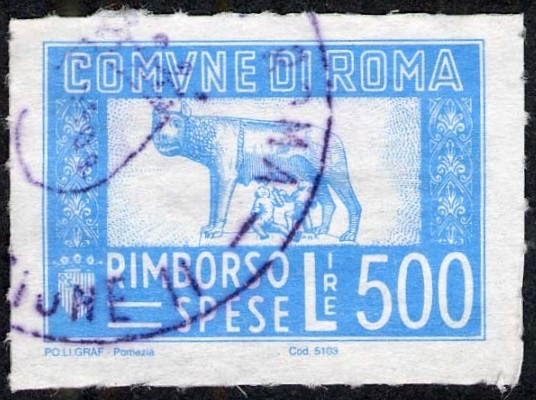 Marca da Bollo del Comune di ROMA su Carta Bianca di dimensioni 31 x 22 mm