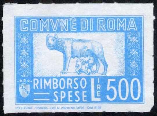 Marca da Bollo del Comune di ROMA su Carta Bianca di dimensioni 31 x 22 mm