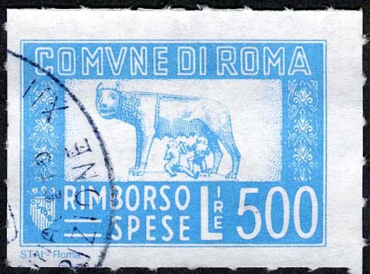 Marca da Bollo del Comune di ROMA su Carta Bianca di dimensioni 31 x 22 mm