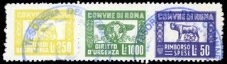 Marca da Bollo del Comune di ROMA su Carta Bianca di dimensioni 23 x 18,5 mm