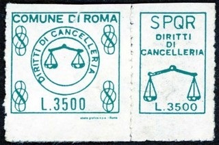 Marca da Bollo del Comune di ROMA su Carta Bianca di dimensioni 26,5 x 25 mm