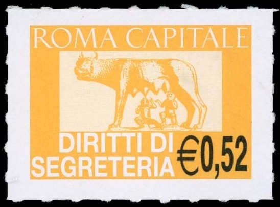 Marca da Bollo del Comune di ROMA su Carta Bianca di dimensioni 32 x 22 mm