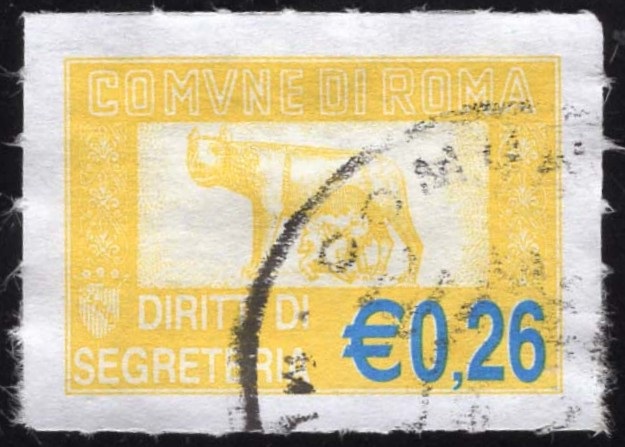 Marca da Bollo del Comune di ROMA su Carta Bianca di dimensioni 29 x 20 mm