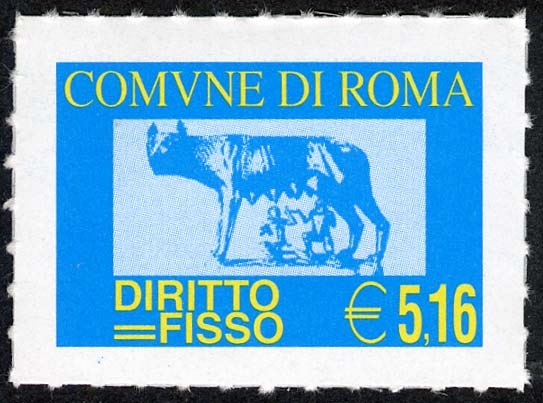 Marca da Bollo del Comune di ROMA su Carta Bianca di dimensioni 30 x 20 mm