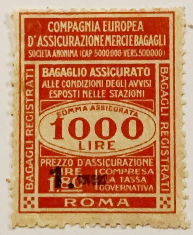 Marca da Bollo del Comune di ROMA su Carta Bianca di dimensioni 26 X 36 mm