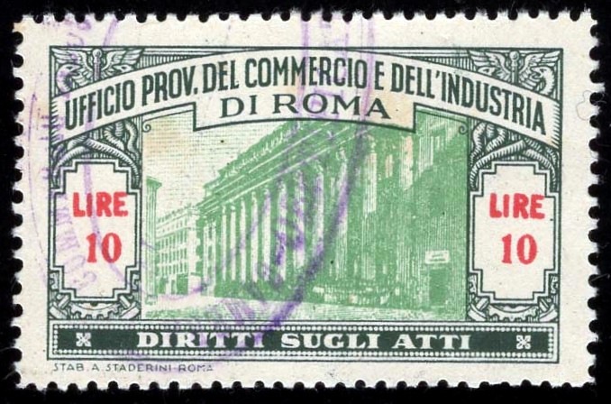 Marca da Bollo del Comune di ROMA su Carta Bianca di dimensioni 39,5 x 25 mm