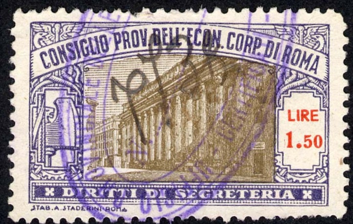 Marca da Bollo del Comune di ROMA su Carta Bianca di dimensioni 39 x 25 mm
