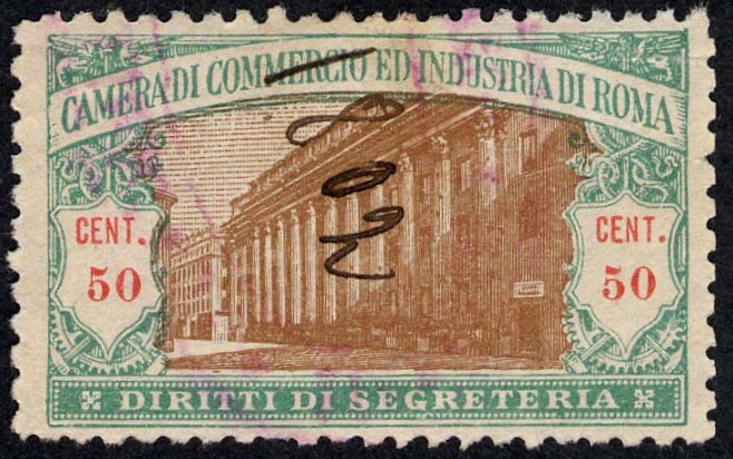 Marca da Bollo del Comune di ROMA su Carta Bianca di dimensioni 39,5 x 25 mm