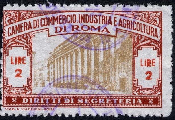 Marca da Bollo del Comune di ROMA su Carta Bianca di dimensioni 39,5 x 24,5 mm