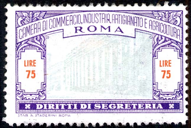 Marca da Bollo del Comune di ROMA su Carta Bianca di dimensioni 39,5 x 25 mm