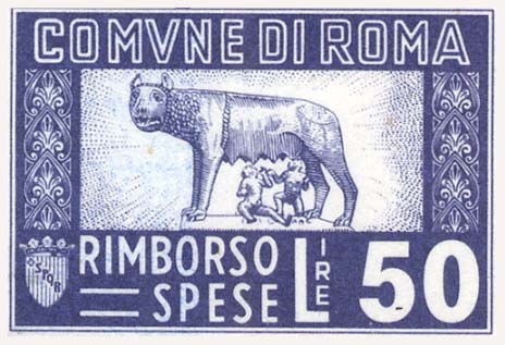 Marca da Bollo del Comune di ROMA su Carta Bianca di dimensioni 31 x 21 mm