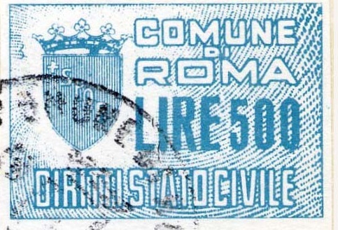 Marca da Bollo del Comune di ROMA su Carta Bianca di dimensioni 32 x 26 mm