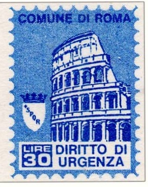 Marca da Bollo del Comune di ROMA su Carta Bianca di dimensioni 17 X 24 5 mm