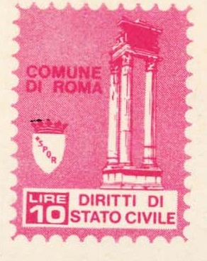 Marca da Bollo del Comune di ROMA su Carta Bianca di dimensioni 17 X 24 5 mm