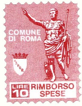 Marca da Bollo del Comune di ROMA su Carta Bianca di dimensioni 17 X 24 5 mm