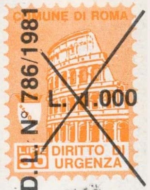 Marca da Bollo del Comune di ROMA su Carta Bianca di dimensioni 17 X 24 5 mm