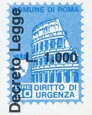 Marca da Bollo del Comune di ROMA su Carta Bianca di dimensioni 17 X 24 5 mm