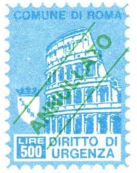 Marca da Bollo del Comune di ROMA su Carta Bianca di dimensioni 17 X 24 5 mm