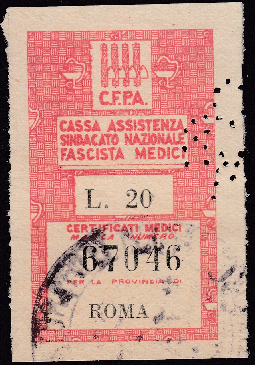 Marca da Bollo del Comune di ROMA su Carta Paglia di dimensioni 27,5 x 46 mm