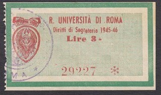 Marca da Bollo del Comune di ROMA su Carta Bianca di dimensioni 63 x 36 mm
