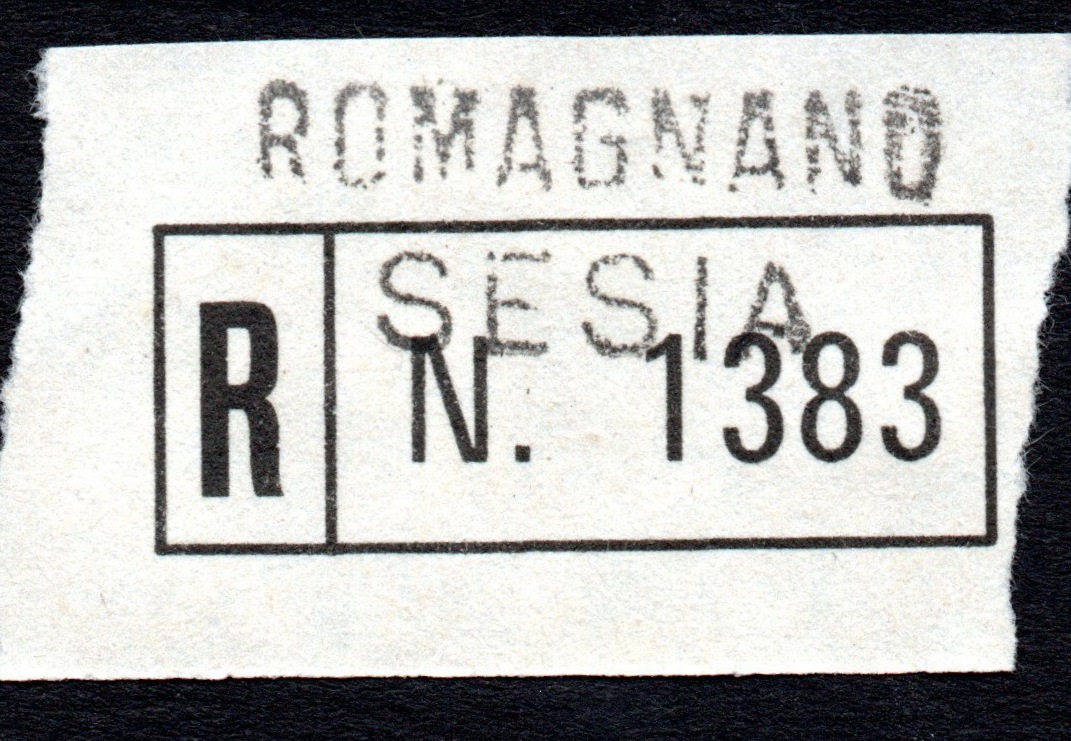 Marca da Bollo del Comune di ROMAGNANO SESIA su Carta Bianca di dimensioni 34 x 25 mm