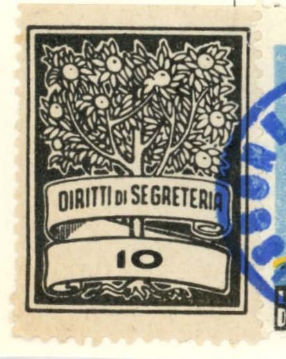 Marca da Bollo del Comune di RONDISSONE su Carta Bianca di dimensioni 22 x 28,5 mm
