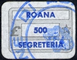 Marca da Bollo del Comune di ROSA´ su Carta Bianca di dimensioni 19 x 14 mm