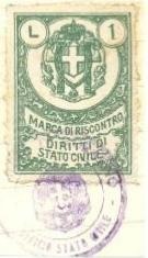 Marca da Bollo del Comune di ROSARNO su di dimensioni 26 x 36 mm