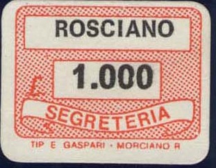 Marca da Bollo del Comune di ROSCIANO su di dimensioni 18,5 x 14 mm