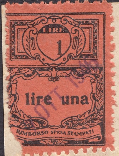Marca da Bollo del Comune di ROSTA su Carta Colorata di dimensioni 22 x 28,5 mm