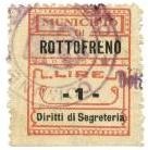 Marca da Bollo del Comune di ROTTOFRENO su di dimensioni 23 x 29 mm
