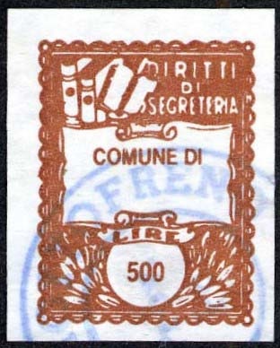 Marca da Bollo del Comune di ROTTOFRENO su Carta Bianca di dimensioni 22 x 29 mm
