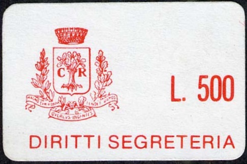 Marca da Bollo del Comune di ROVERETO su Carta Bianca di dimensioni 20 x 14 mm