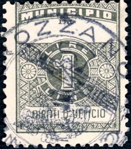 Marca da Bollo del Comune di ROZZANO su Carta Bianca di dimensioni 22,5 x 29 mm