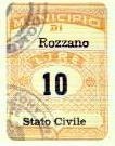 Marca da Bollo del Comune di ROZZANO su Carta Bianca di dimensioni 22 x 29,5 mm
