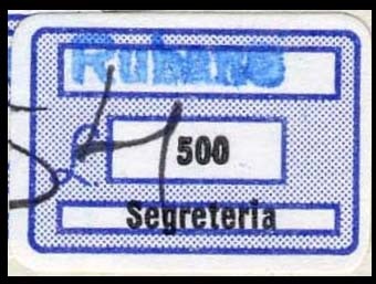 Marca da Bollo del Comune di RUBANO su Carta Bianca di dimensioni 18,5 x 12,5 mm
