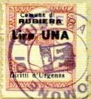 Marca da Bollo del Comune di RUBIERA su di dimensioni 24,5 x 30,5 mm
