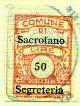 Marca da Bollo del Comune di SACROFANO su Carta Bianca di dimensioni 14 x 20 mm