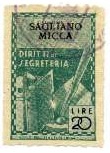 Marca da Bollo del Comune di SAGLIANO MICCA su Carta Bianca Sottile di dimensioni 21 x 31,5 mm