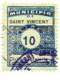 Marca da Bollo del Comune di SAINT VINCENT su Carta Bianca Sottile di dimensioni 22,5 x 29 mm
