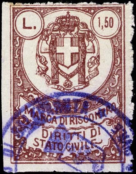 Marca da Bollo del Comune di SALAPARUTA su Carta Bianca Sottile di dimensioni 26 x 36 mm
