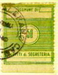 Marca da Bollo del Comune di SALERANO CANAVESE su Carta Bianca di dimensioni 25 x 29,5 mm