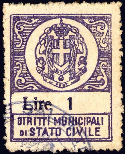 Marca da Bollo del Comune di SALICE SALENTINO su Carta Bianca di dimensioni 24,5 x 31,5 mm