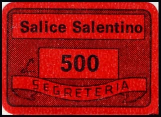 Marca da Bollo del Comune di SALICE SALENTINO su Carta Bianca di dimensioni 20,5 x 14 mm