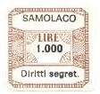 Marca da Bollo del Comune di SAMOLACO su Carta Bianca di dimensioni 22 x 22 mm