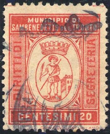 Marca da Bollo del Comune di SAN BENEDETTO DEL TRONTO su Carta Bianca Sottile di dimensioni 20,5 x 26,5 mm