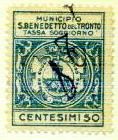 Marca da Bollo del Comune di SAN BENEDETTO DEL TRONTO su Carta Bianca Sottile di dimensioni 22 x 27,5 mm
