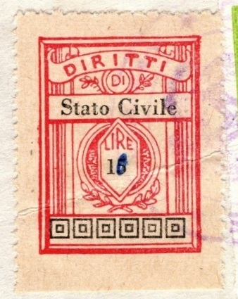 Marca da Bollo del Comune di SAN BIASE su Carta Bianca di dimensioni 21 x 29 mm