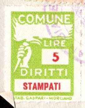 Marca da Bollo del Comune di SAN BIASE su Carta Bianca di dimensioni 16 x 23 mm